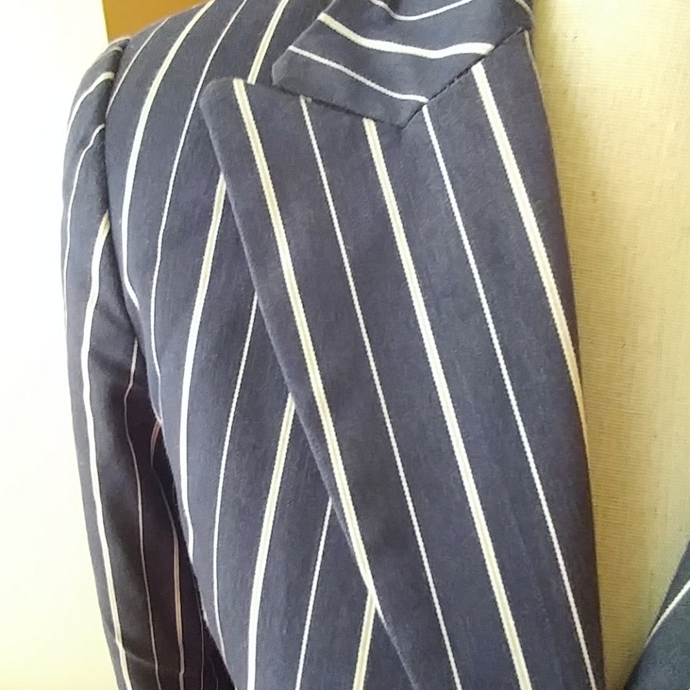 ABR New York Navy Tan & White Pinstripe Blazer